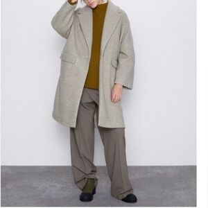 Zara | Oversized Cream Beige Soft Boucle RARE Jacket Slouchy Peacoat Small